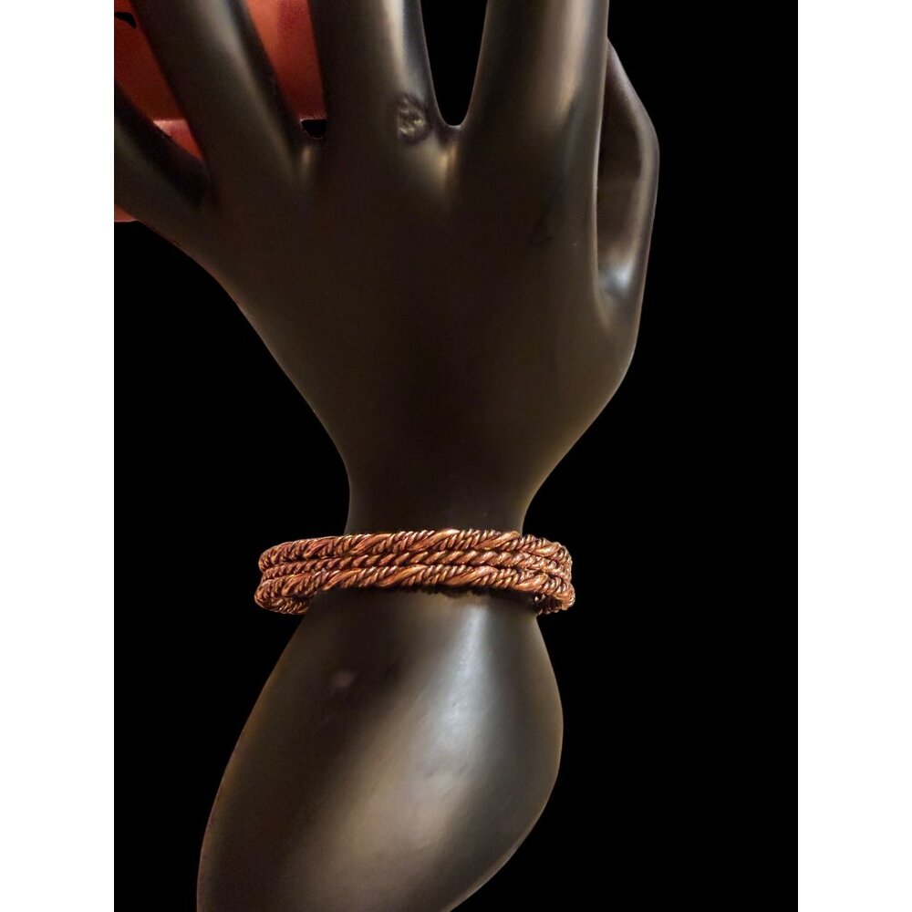 Artisan Navajo Handmade Copper Twisted Rope Cuff Bracelet Sz 6-7 Elaine Tahe 17g